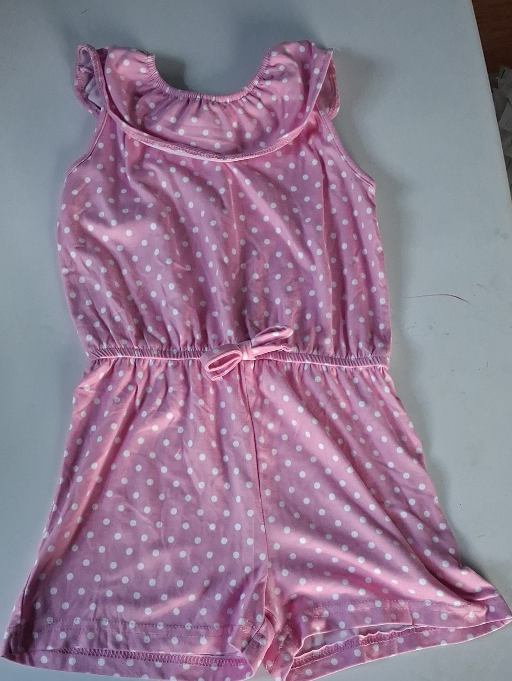 Kids Pink Polka Dot One-Piece Romper